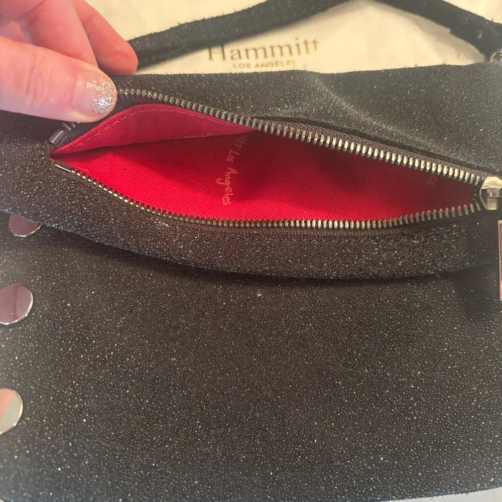Hammitt Black and Red Small VIP gunmetal Crossbody Bag with box - Picture 7 of 16
